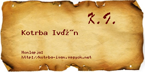 Kotrba Iván névjegykártya